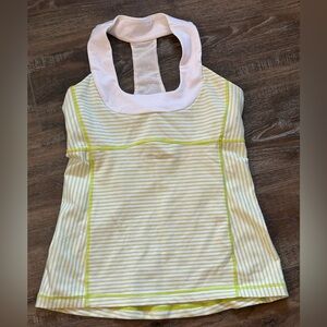 lululemon athletica White and Yellow Striped Tank Top